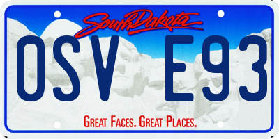 SD license plate 0SVE93