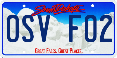 SD license plate 0SVF02