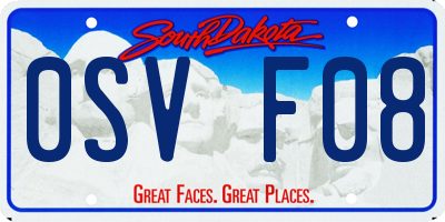 SD license plate 0SVF08