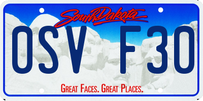 SD license plate 0SVF30