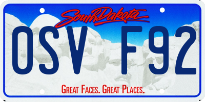 SD license plate 0SVF92