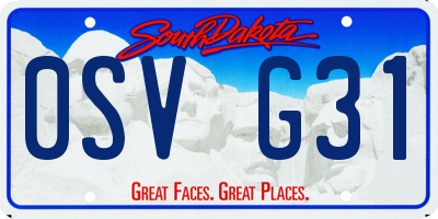 SD license plate 0SVG31
