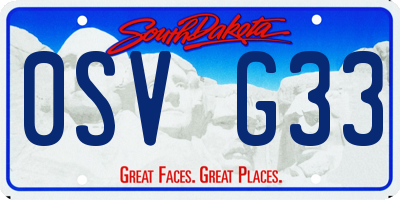 SD license plate 0SVG33