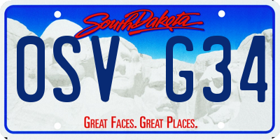 SD license plate 0SVG34