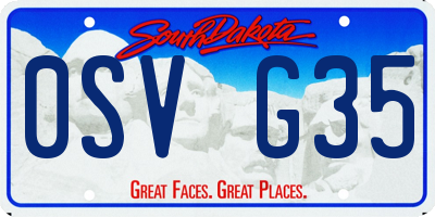 SD license plate 0SVG35