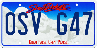 SD license plate 0SVG47