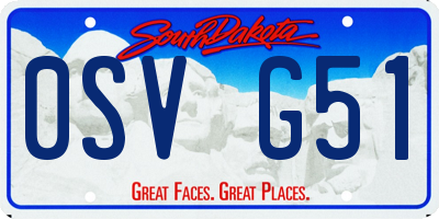 SD license plate 0SVG51
