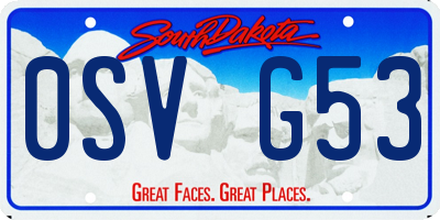SD license plate 0SVG53