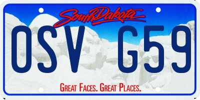 SD license plate 0SVG59