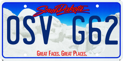 SD license plate 0SVG62