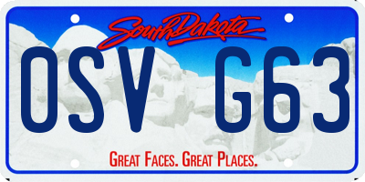 SD license plate 0SVG63