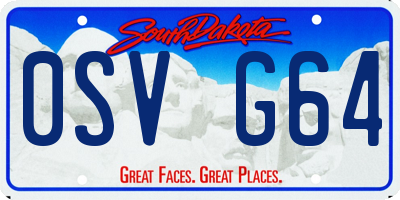 SD license plate 0SVG64