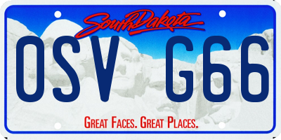 SD license plate 0SVG66