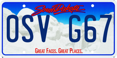 SD license plate 0SVG67