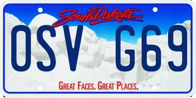 SD license plate 0SVG69