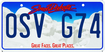 SD license plate 0SVG74