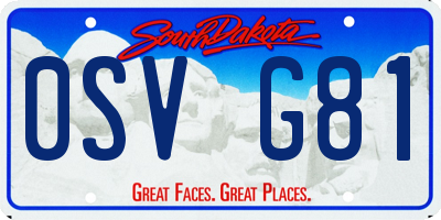 SD license plate 0SVG81