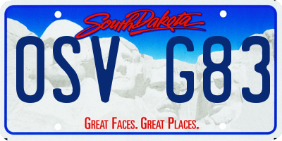 SD license plate 0SVG83