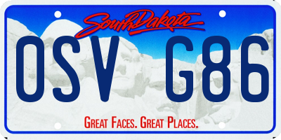 SD license plate 0SVG86