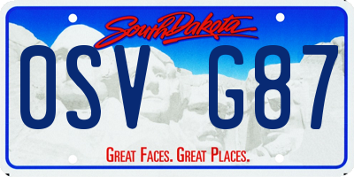 SD license plate 0SVG87