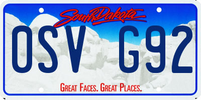 SD license plate 0SVG92