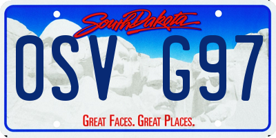 SD license plate 0SVG97