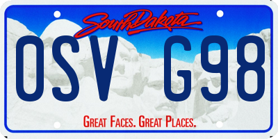 SD license plate 0SVG98