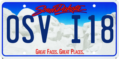 SD license plate 0SVI18