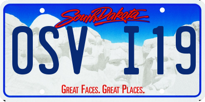 SD license plate 0SVI19