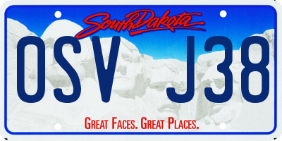 SD license plate 0SVJ38