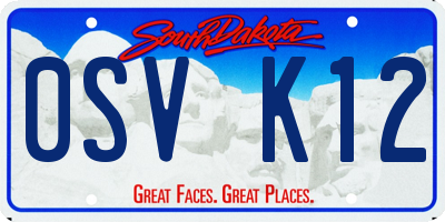 SD license plate 0SVK12