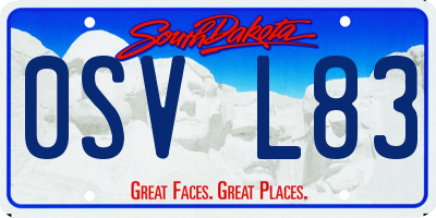 SD license plate 0SVL83