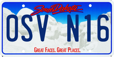 SD license plate 0SVN16