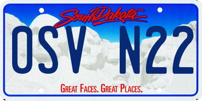 SD license plate 0SVN22