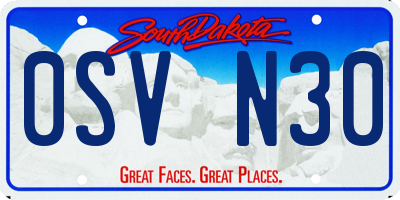 SD license plate 0SVN30