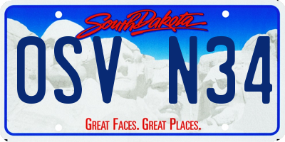 SD license plate 0SVN34