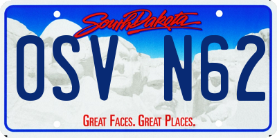 SD license plate 0SVN62
