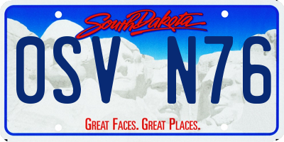 SD license plate 0SVN76