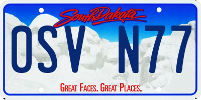 SD license plate 0SVN77