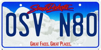 SD license plate 0SVN80