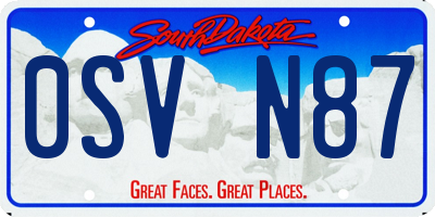 SD license plate 0SVN87
