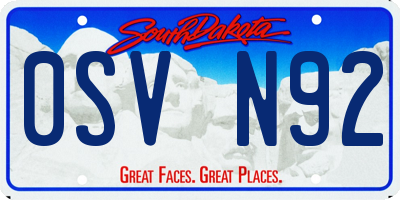 SD license plate 0SVN92