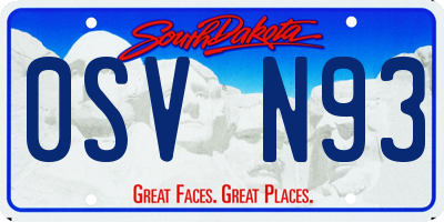 SD license plate 0SVN93