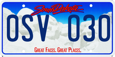 SD license plate 0SVO30