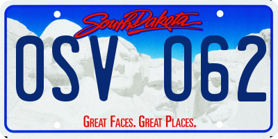 SD license plate 0SVO62