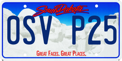 SD license plate 0SVP25