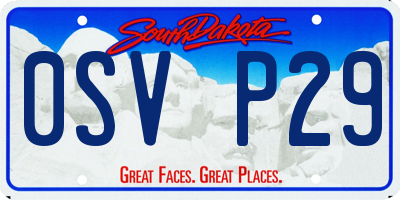 SD license plate 0SVP29