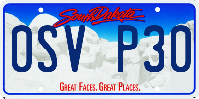 SD license plate 0SVP30