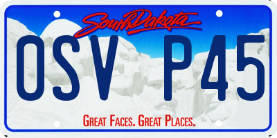 SD license plate 0SVP45