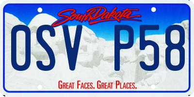 SD license plate 0SVP58